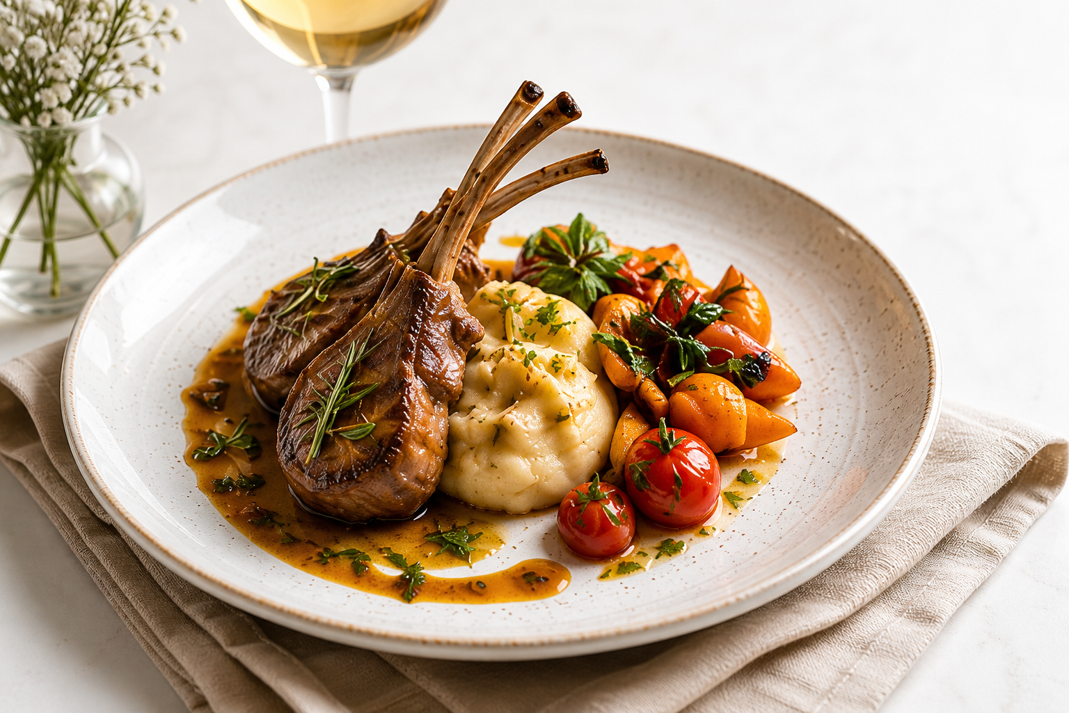 Freshly prepared rack of lamb